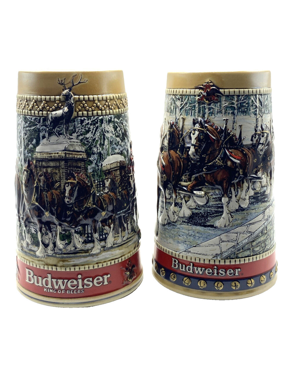 Vintage Budweiser Clydesdales Beer Steins 1987 C & 1988 Collector Set